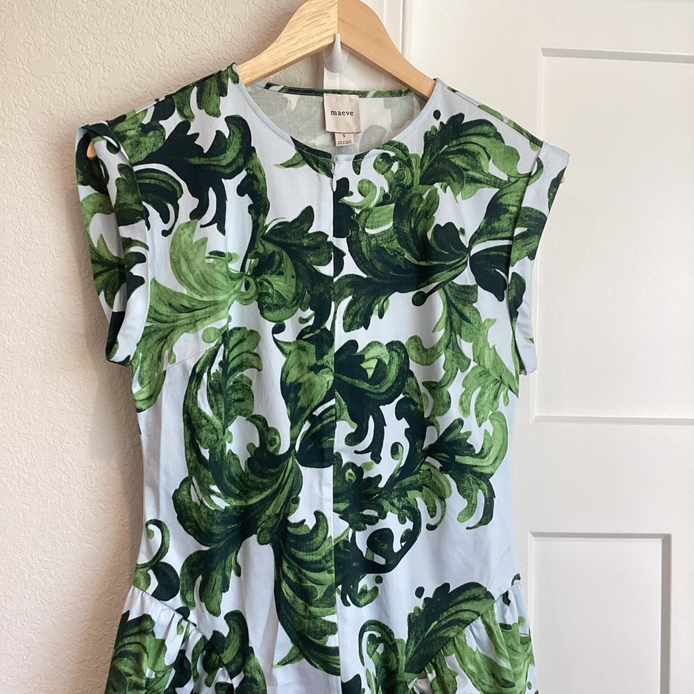 Anthropologie Drop Waist Midi Dress Maeve Cap Sleeve New Small Green - Picture 11 of 16